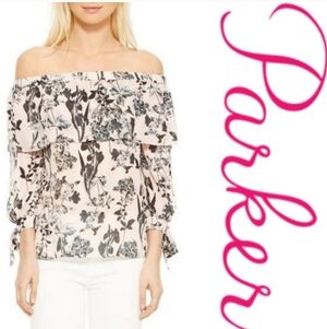 Parker Mandy Blouse In Pearl Paradise Silk